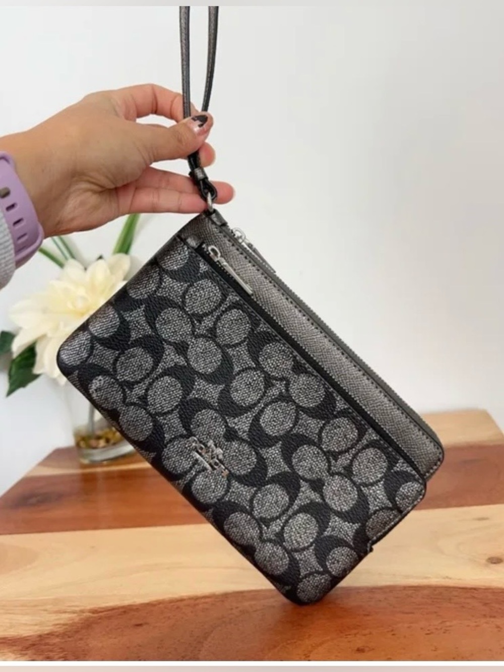 Coach Metallic Multi Signature double zip Wristlet CW968 - NWT $198